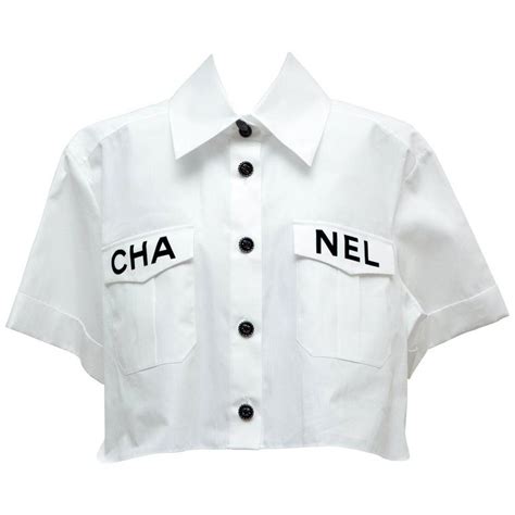 chanel white blouse|Chanel vintage crop top.